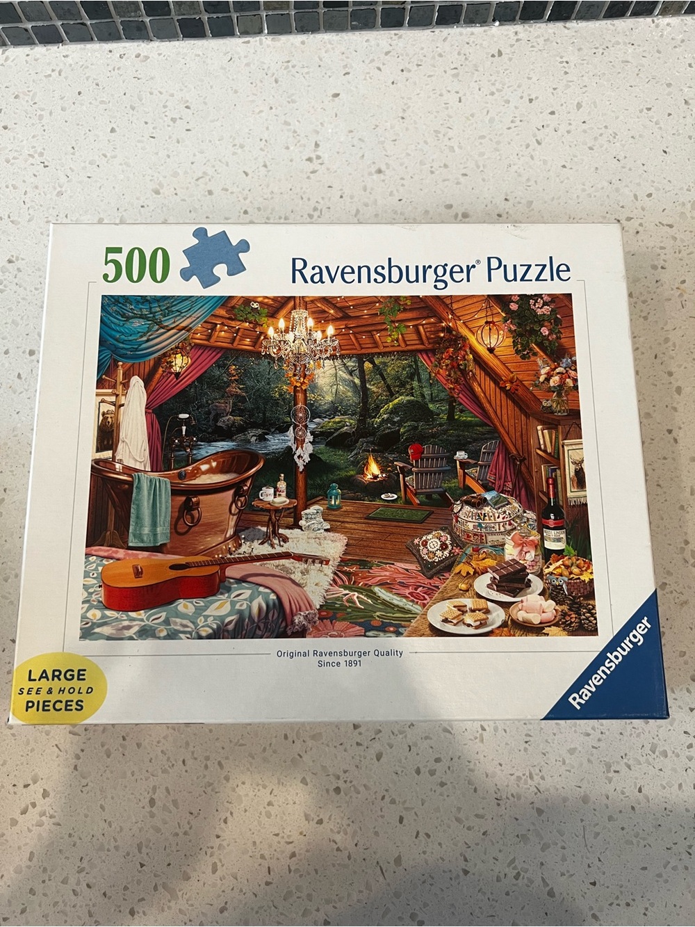 Ravensburger 500-Piece Cozy Lodge Puzzle - Blue, Green, Brown